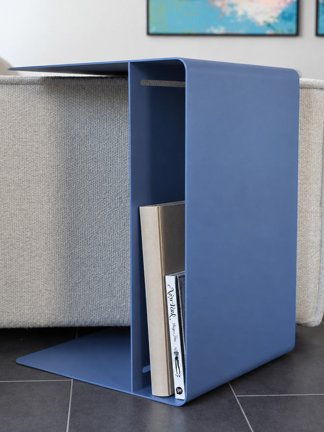 Beistelltisch ALFRED von Steel Buddy in dusty blue mit runder Oberfläche und schlichter, moderner Designoptik